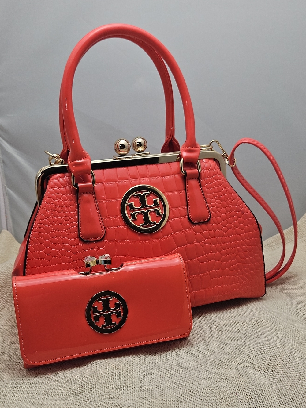 Top-Handle Satchel with Matching Wallet